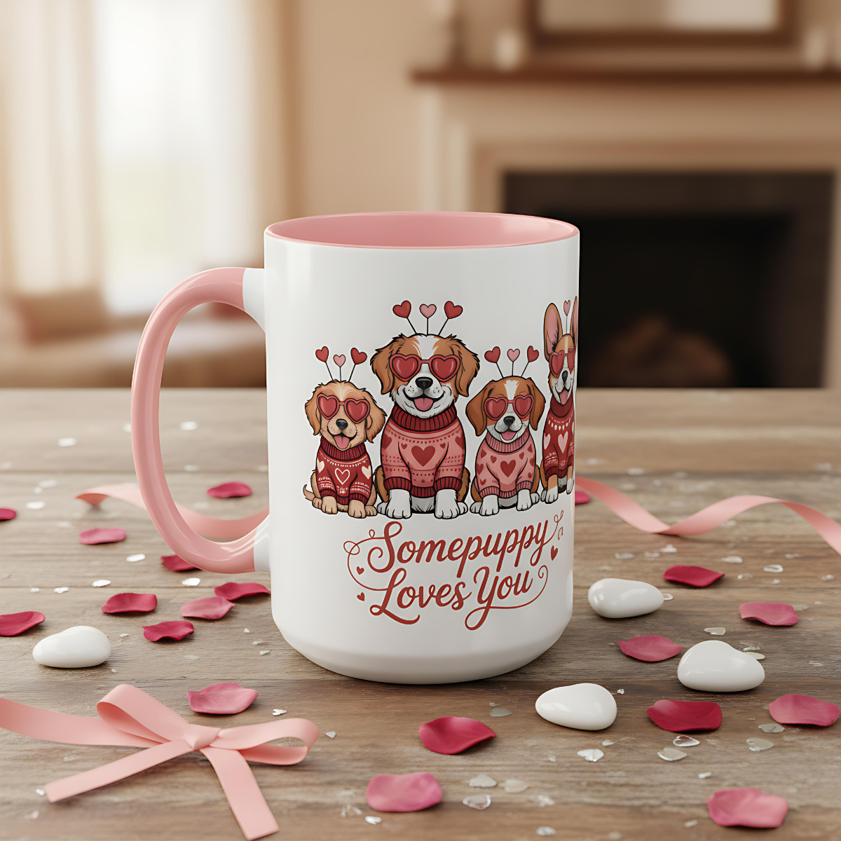 Valentine Dog Mug | Cute Puppy Coffee Cup | Dog Lover Gift | Valentines Day Mug |