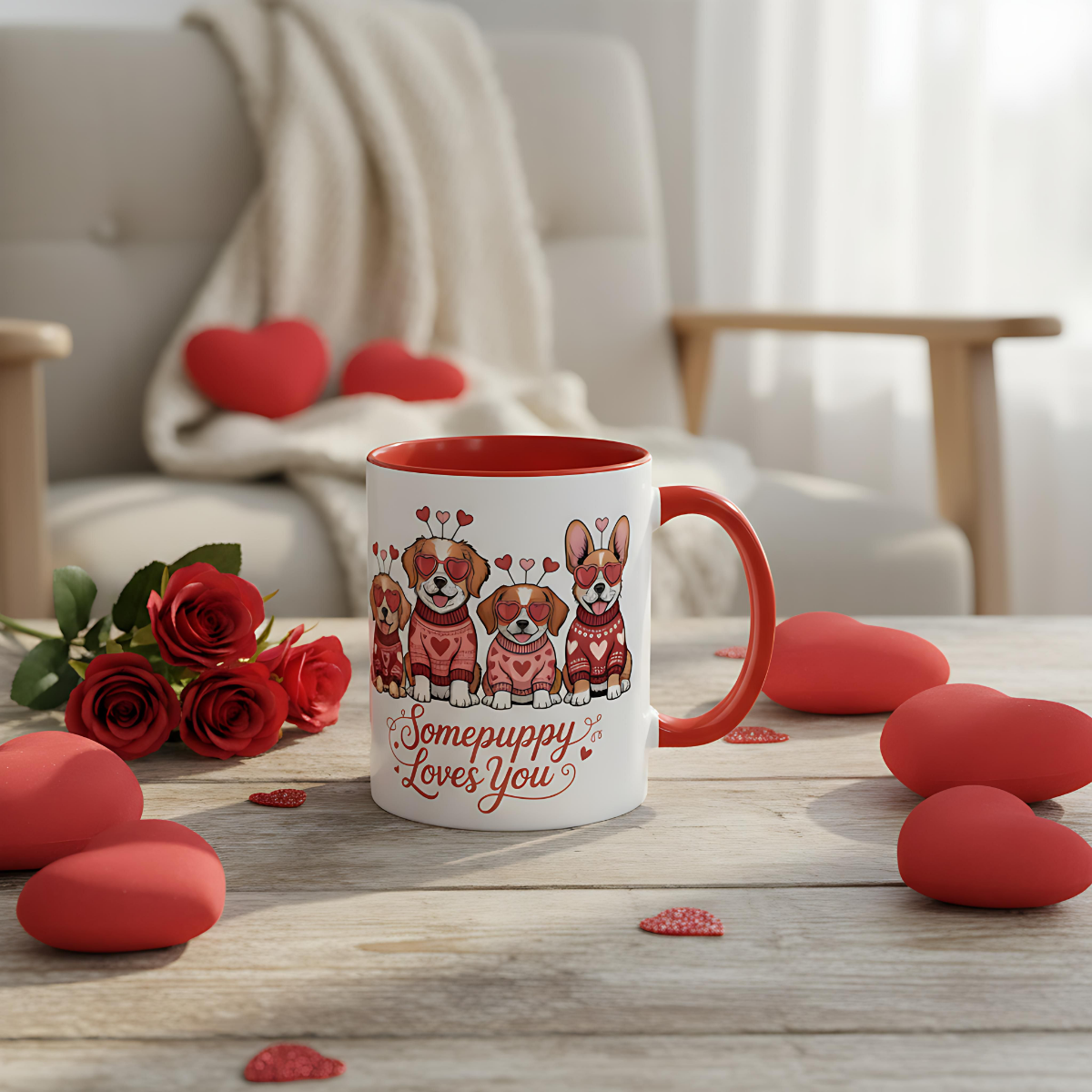 Valentine Dog Mug | Cute Puppy Coffee Cup | Dog Lover Gift | Valentines Day Mug |