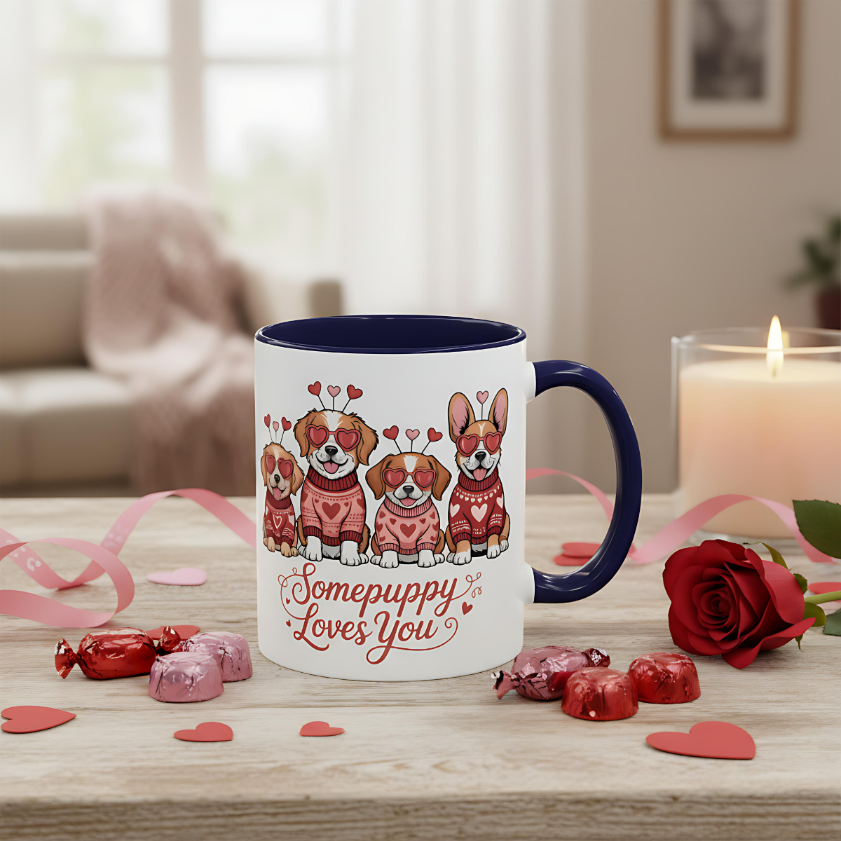 Valentine Dog Mug | Cute Puppy Coffee Cup | Dog Lover Gift | Valentines Day Mug |