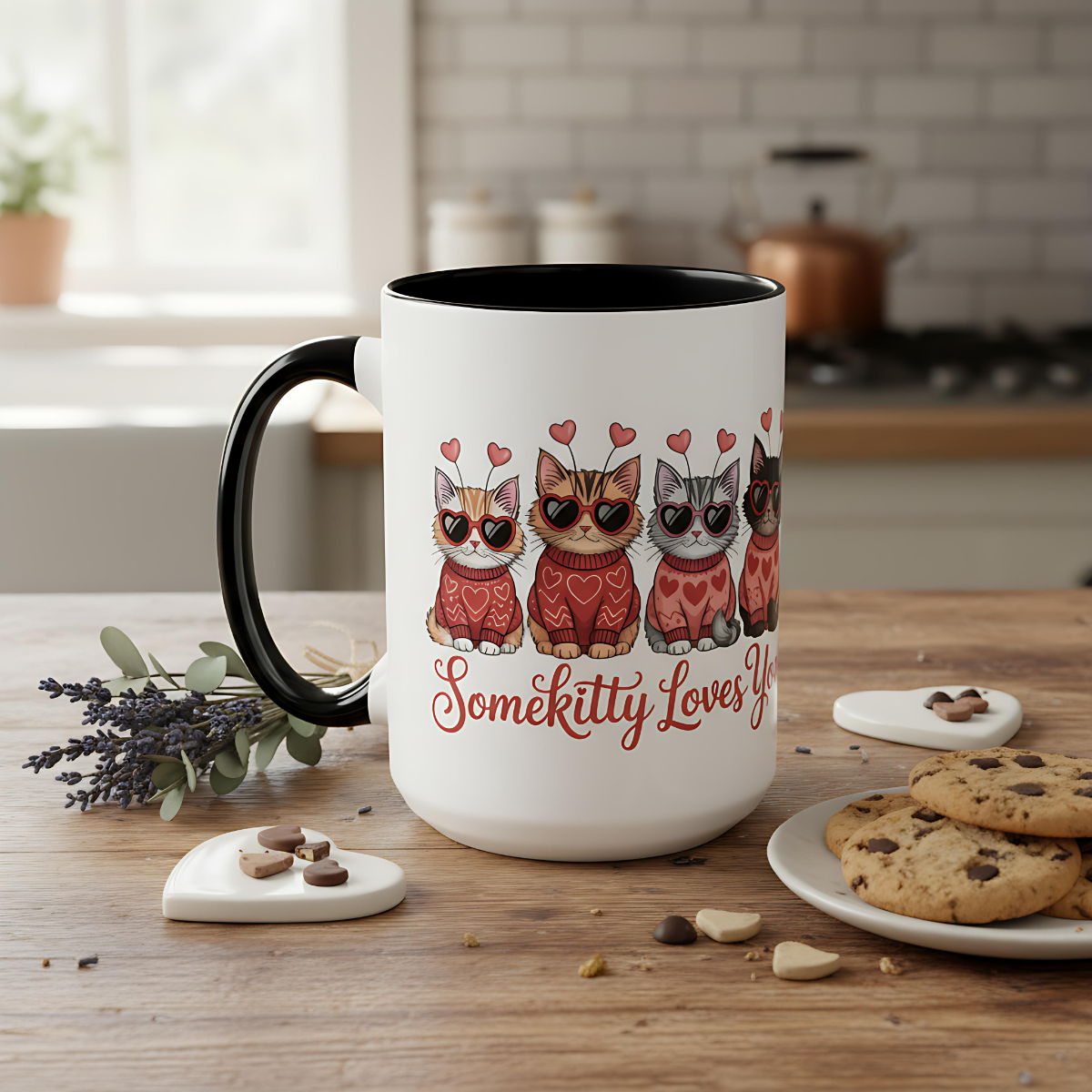 Valentine Kitty Mug | kitten Coffee Cup | cat Lover Gift | Valentines Day Mug |