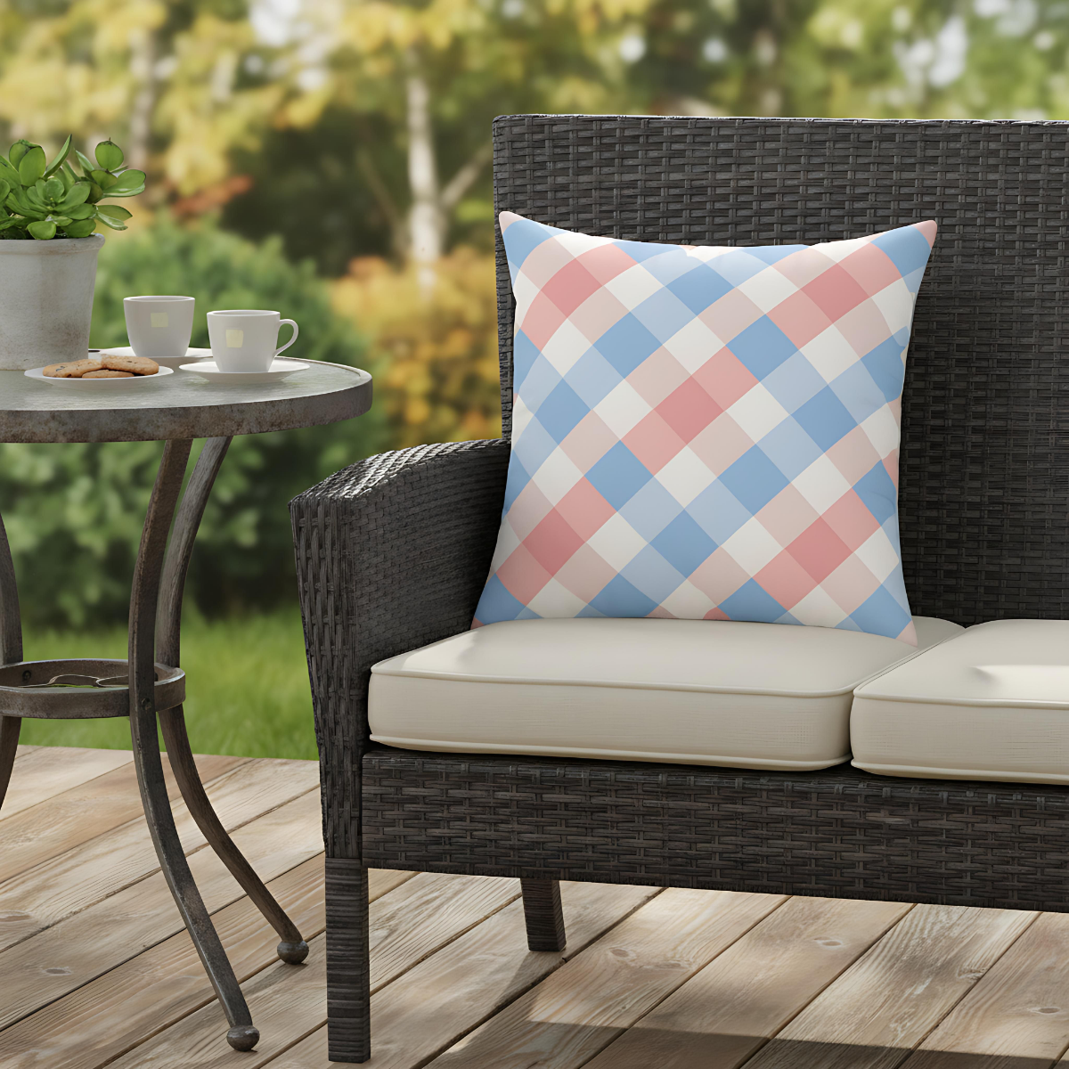 Pastel Plaid Square Pillow | Pastel Gingham Cushion, Nursery & Living Room Accent