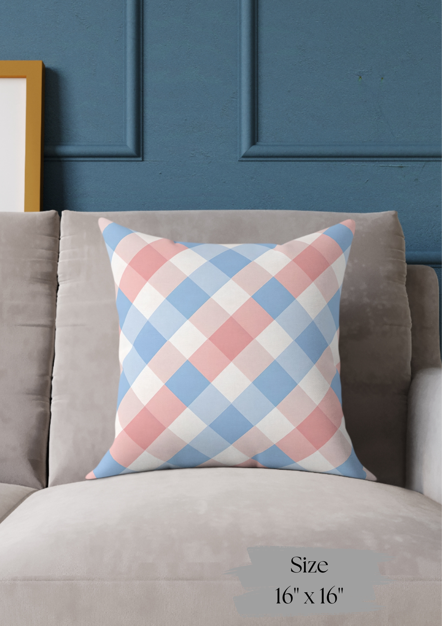 Pastel Plaid Square Pillow | Pastel Gingham Cushion, Nursery & Living Room Accent