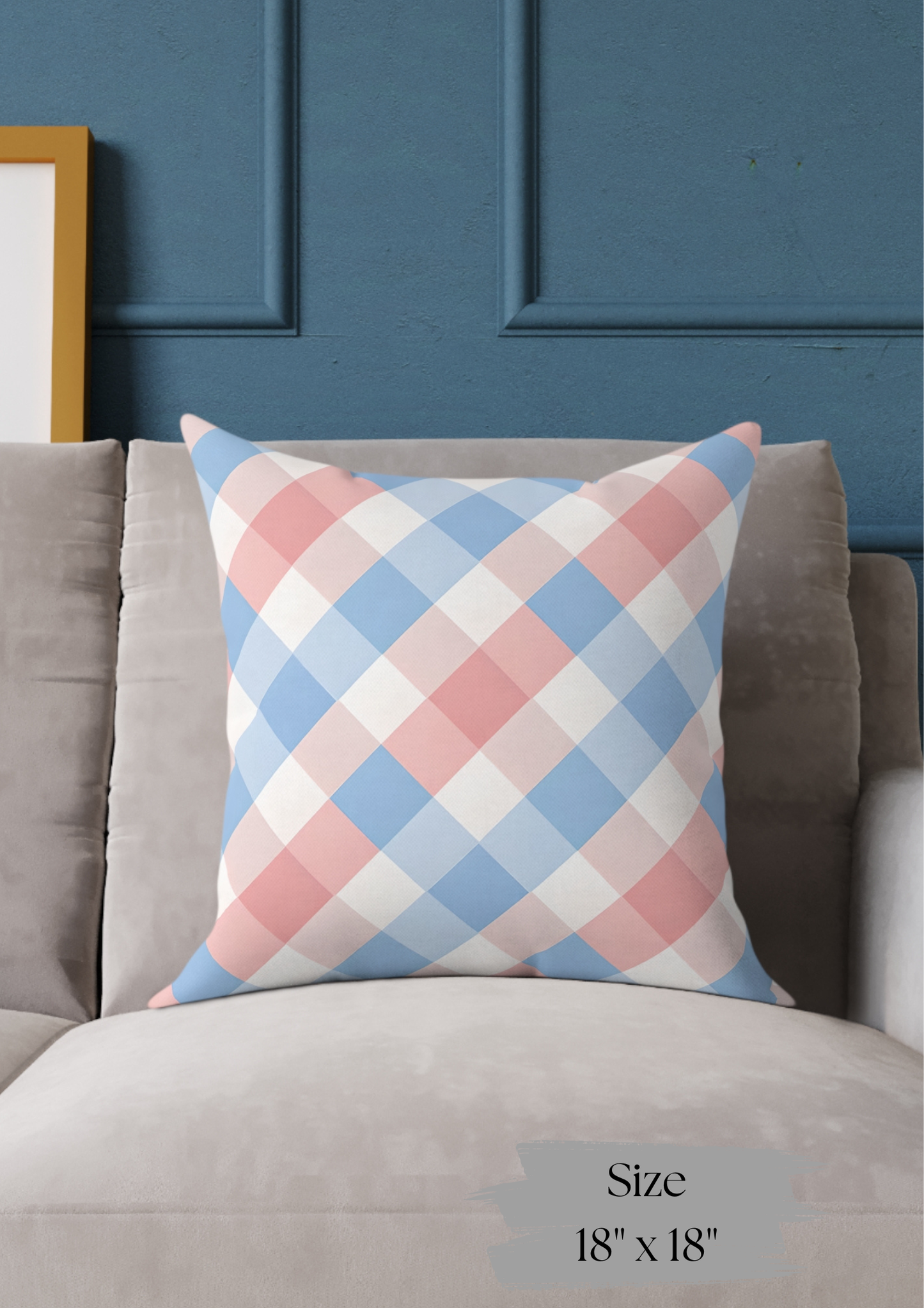Pastel Plaid Square Pillow | Pastel Gingham Cushion, Nursery & Living Room Accent