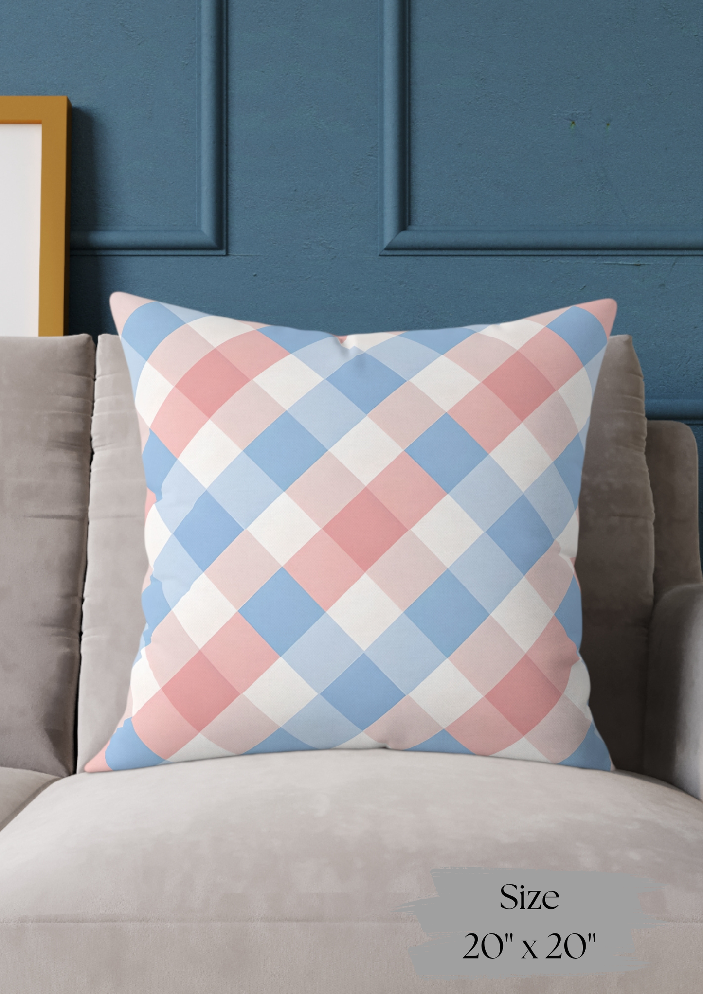 Pastel Plaid Square Pillow | Pastel Gingham Cushion, Nursery & Living Room Accent