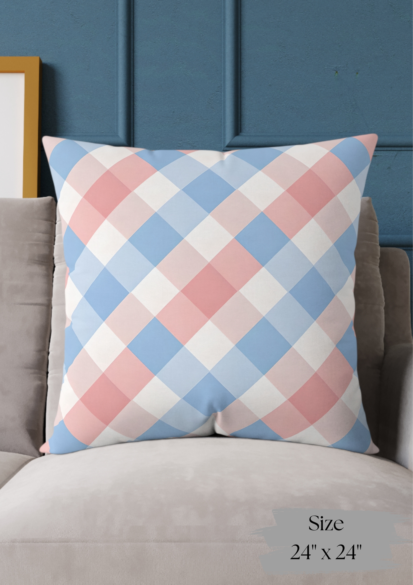 Pastel Plaid Square Pillow | Pastel Gingham Cushion, Nursery & Living Room Accent