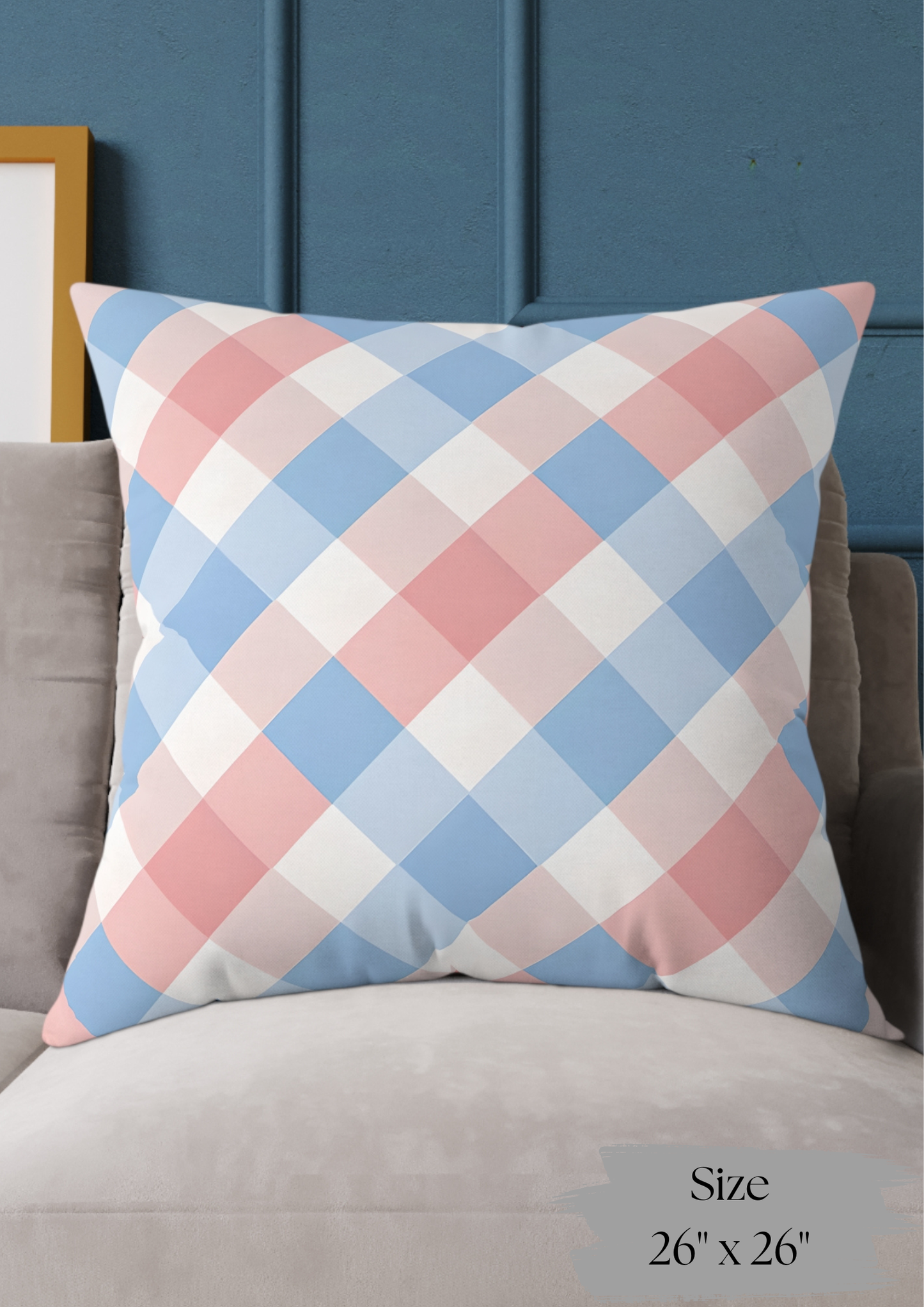 Pastel Plaid Square Pillow | Pastel Gingham Cushion, Nursery & Living Room Accent