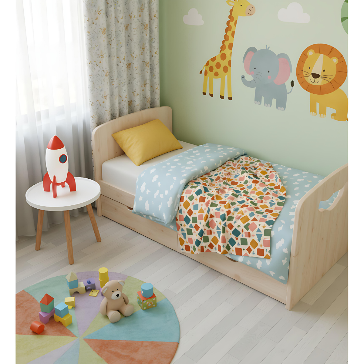 Colorful Geometric Kids Blanket, Playful Nursery Decor Throw ,Toddler and Nursery Bedding