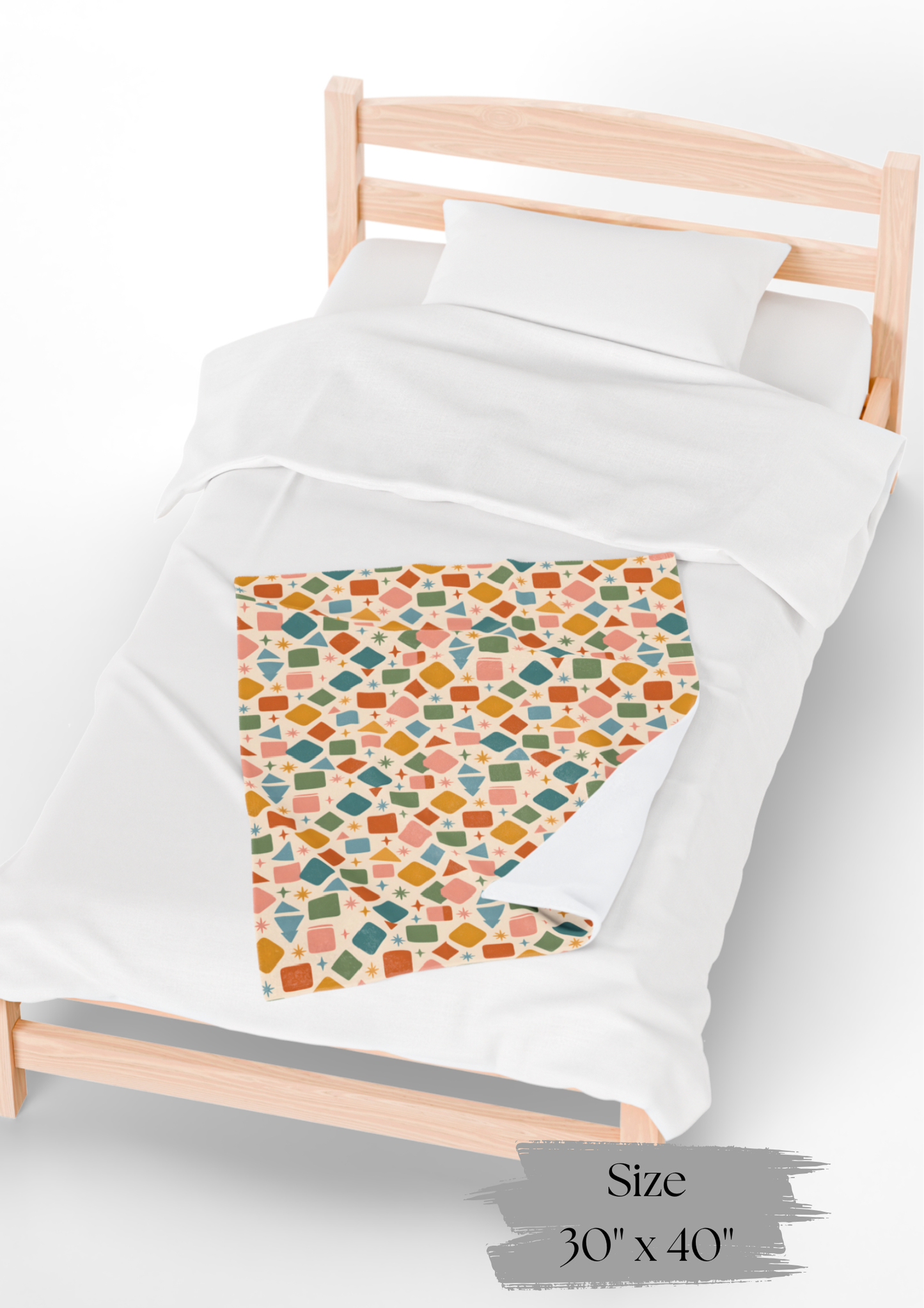 Colorful Geometric Kids Blanket, Playful Nursery Decor Throw ,Toddler and Nursery Bedding