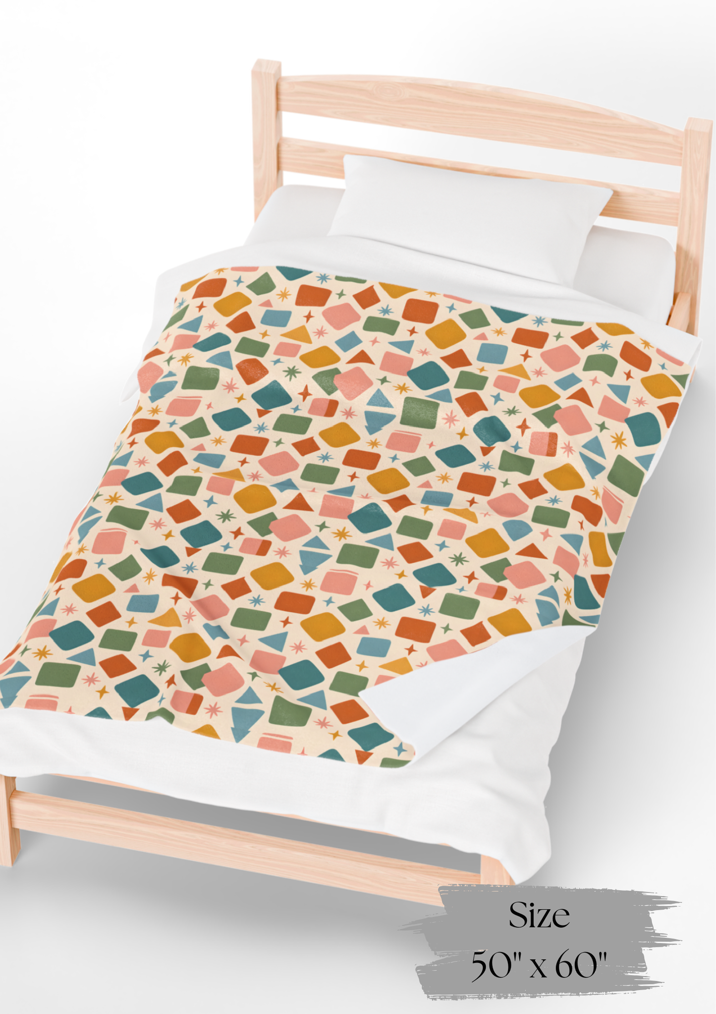 Colorful Geometric Kids Blanket, Playful Nursery Decor Throw ,Toddler and Nursery Bedding