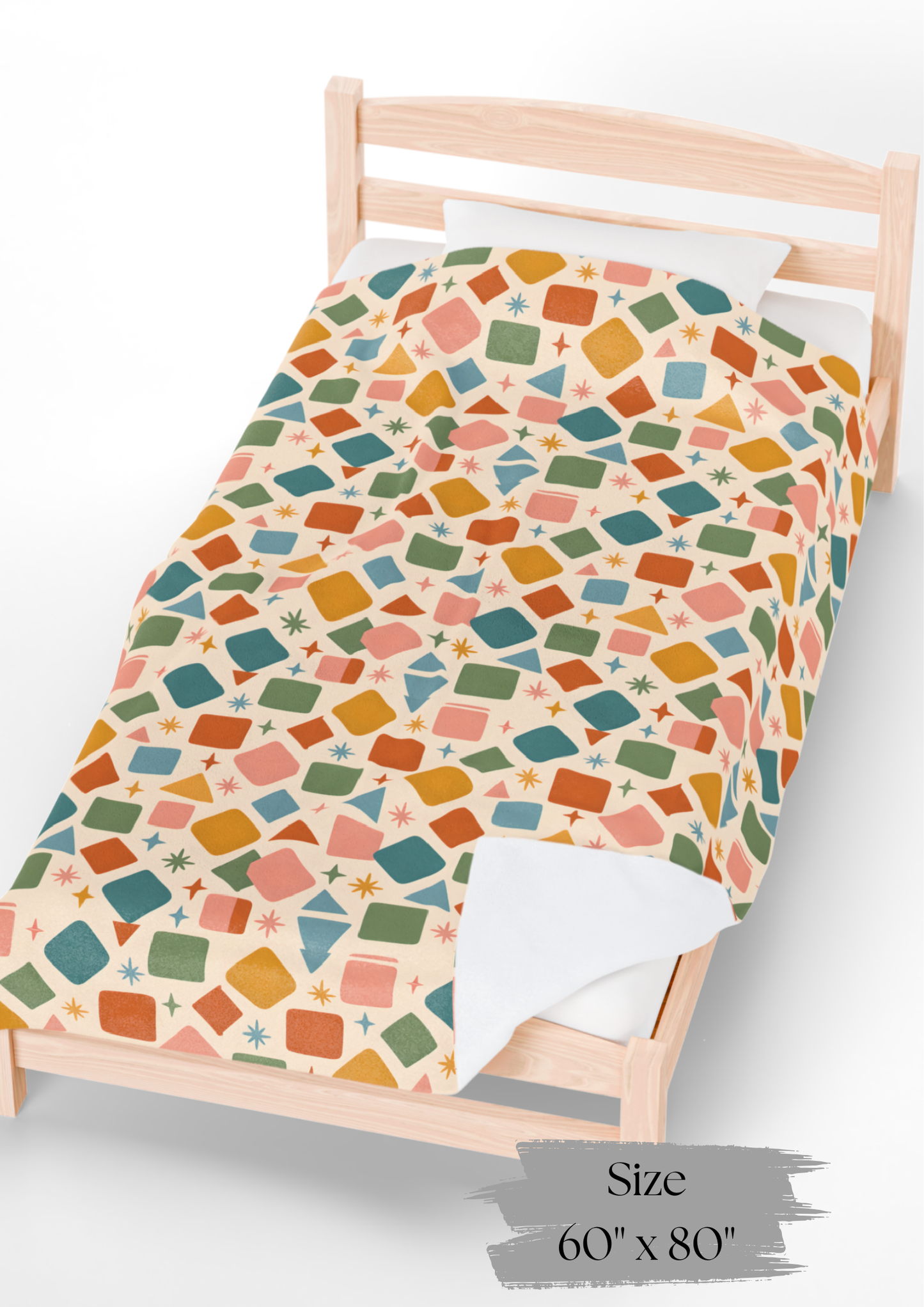 Colorful Geometric Kids Blanket, Playful Nursery Decor Throw ,Toddler and Nursery Bedding