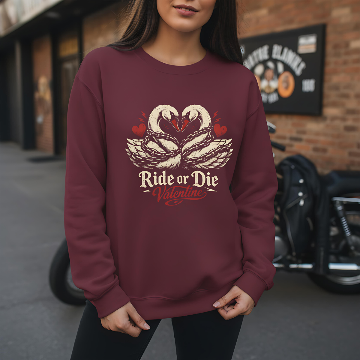 Ride or Die Valentine Sweatshirt | Gothic Valentine Pullover | Dark Romance Couples Sweater