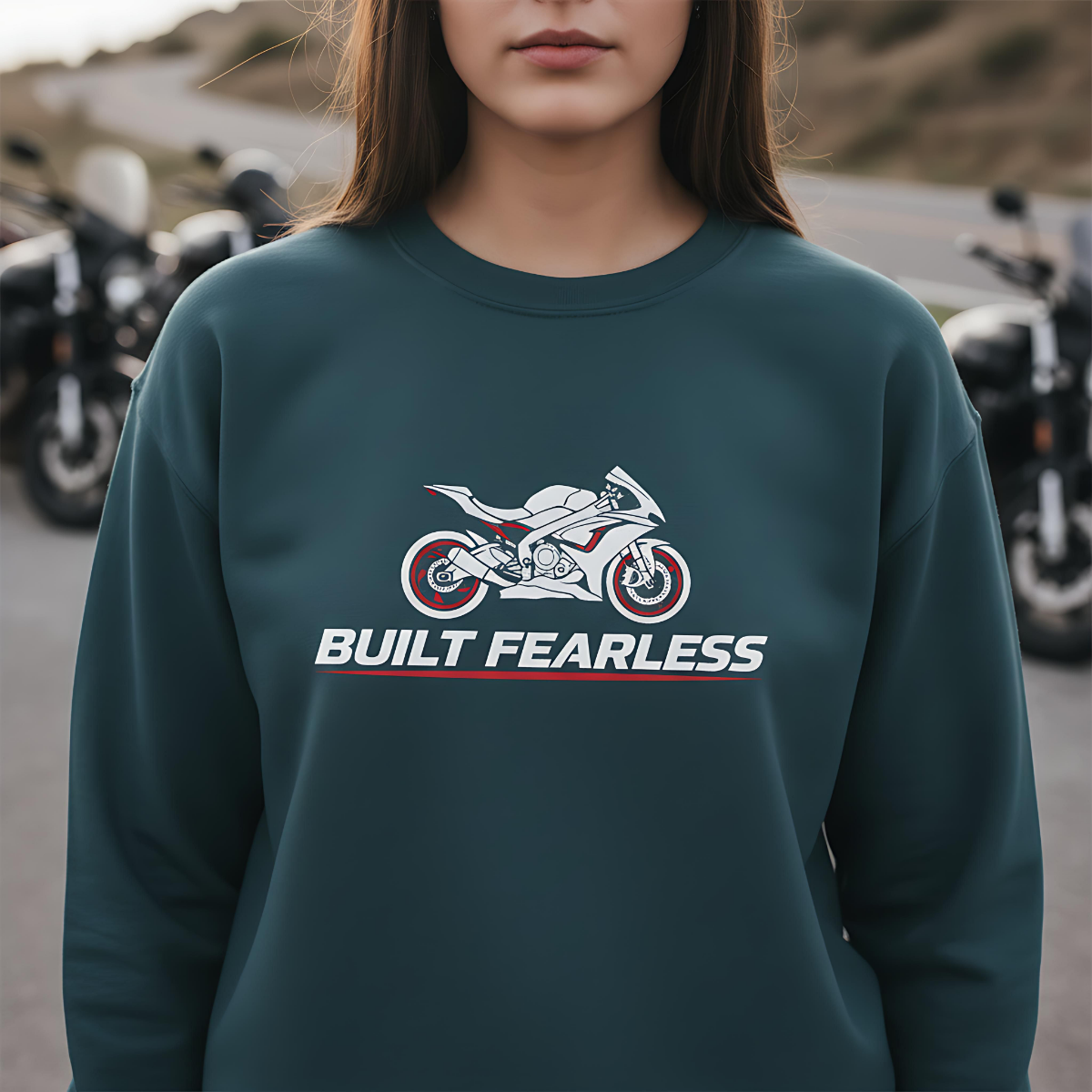 Embroidered Biker Sweater ,Motorcycle Apparel, Rider Streetwear, Biker Gift.