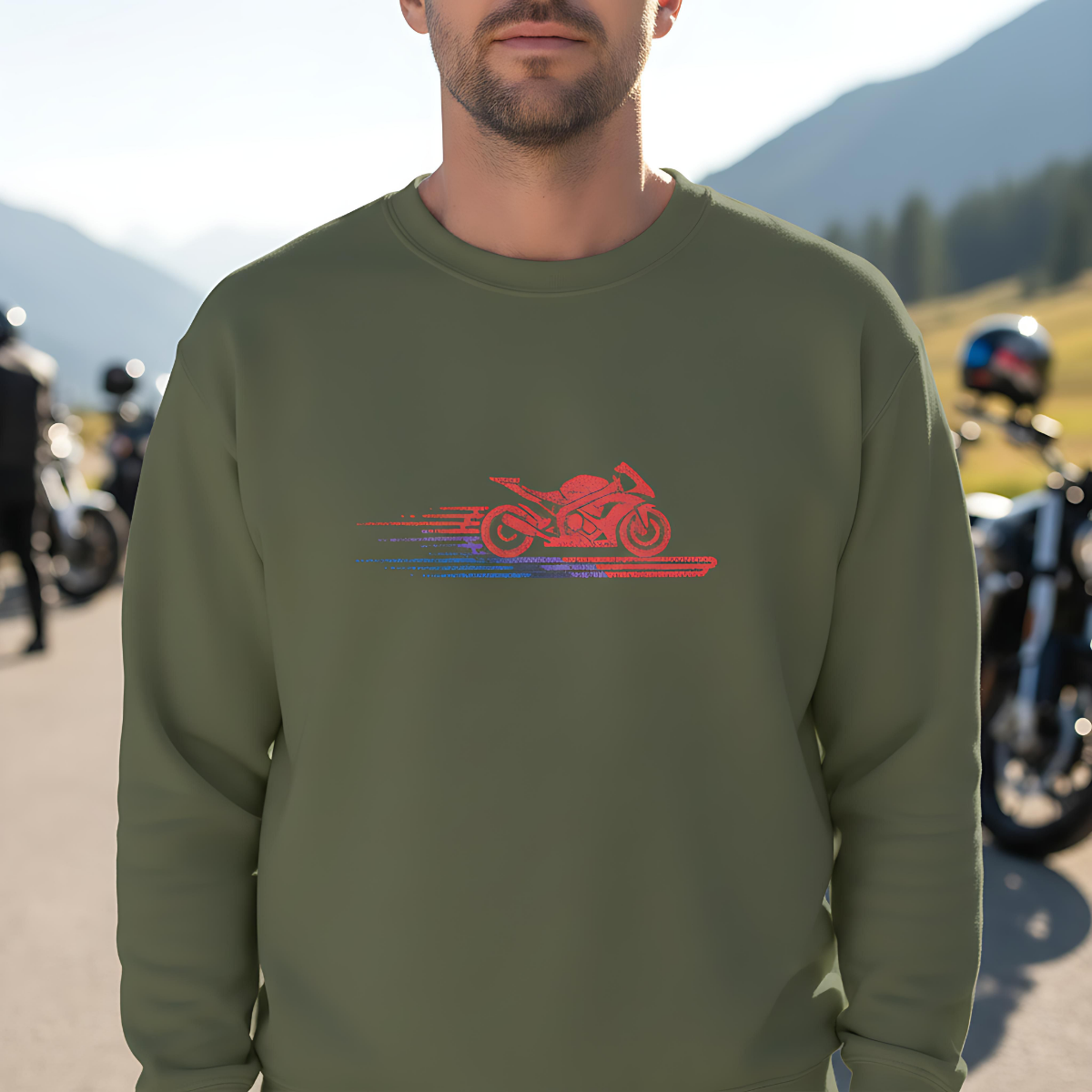 Embroidered Biker Sweater ,Motorcycle Apparel, Rider Streetwear, Biker Gift.