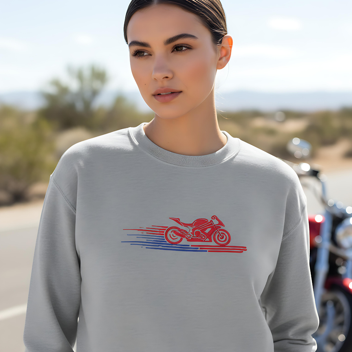 Embroidered Biker Sweater ,Motorcycle Apparel, Rider Streetwear, Biker Gift.