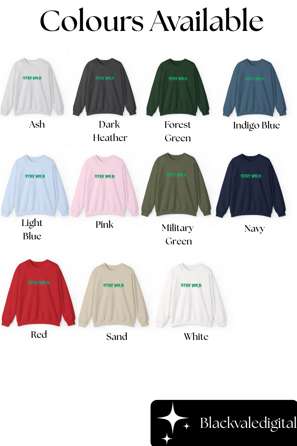Stay Wild Forest Graphic Embroidered Nature Crewneck, Outdoors Sweatshirt, Hiking & Camping Gift