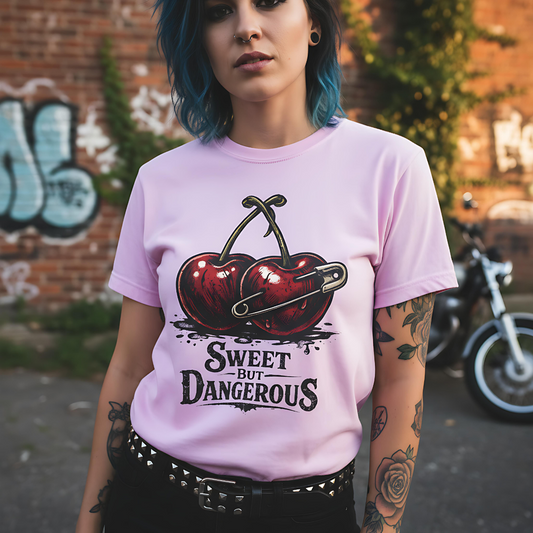 90s Vintage Graphic Tee, Retro Pin Up Style, Alt Punk Rockabilly T-Shirt, Sweet But Dangerous Shirt.