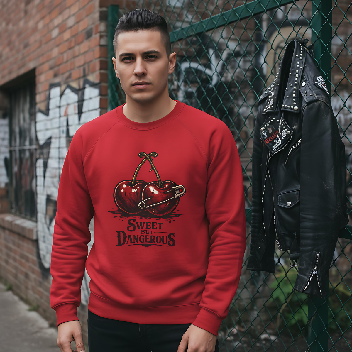 90s vintage sweater, retro graphic sweatshirt, punk aesthetic alternative fashion.