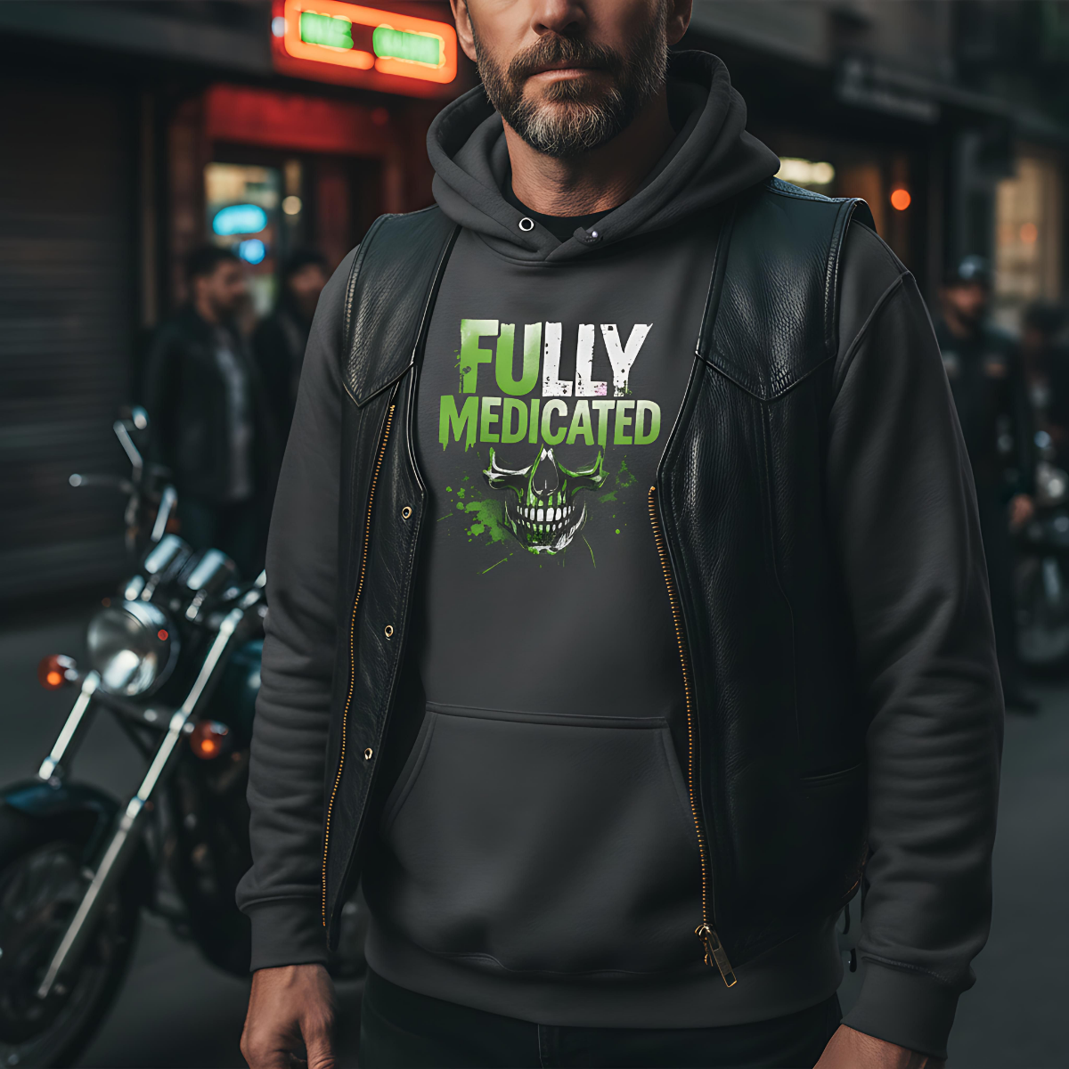 Streetwear Hoodie, biker apparel, gift for bikers, cotton-poly blend rider hoodie.