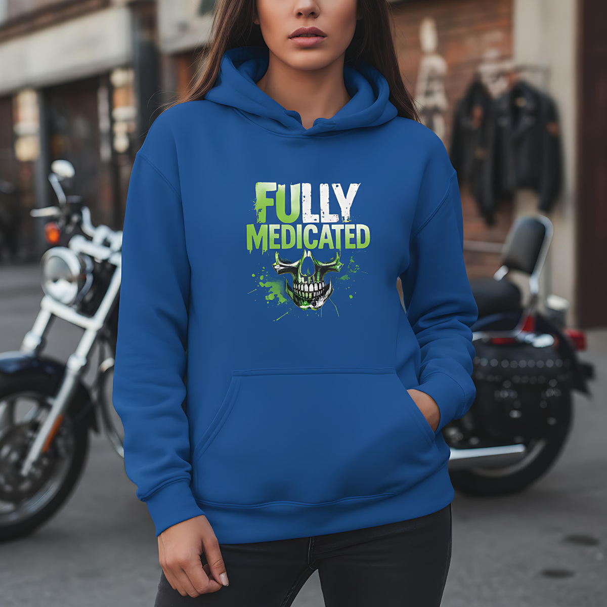 Streetwear Hoodie, biker apparel, gift for bikers, cotton-poly blend rider hoodie.