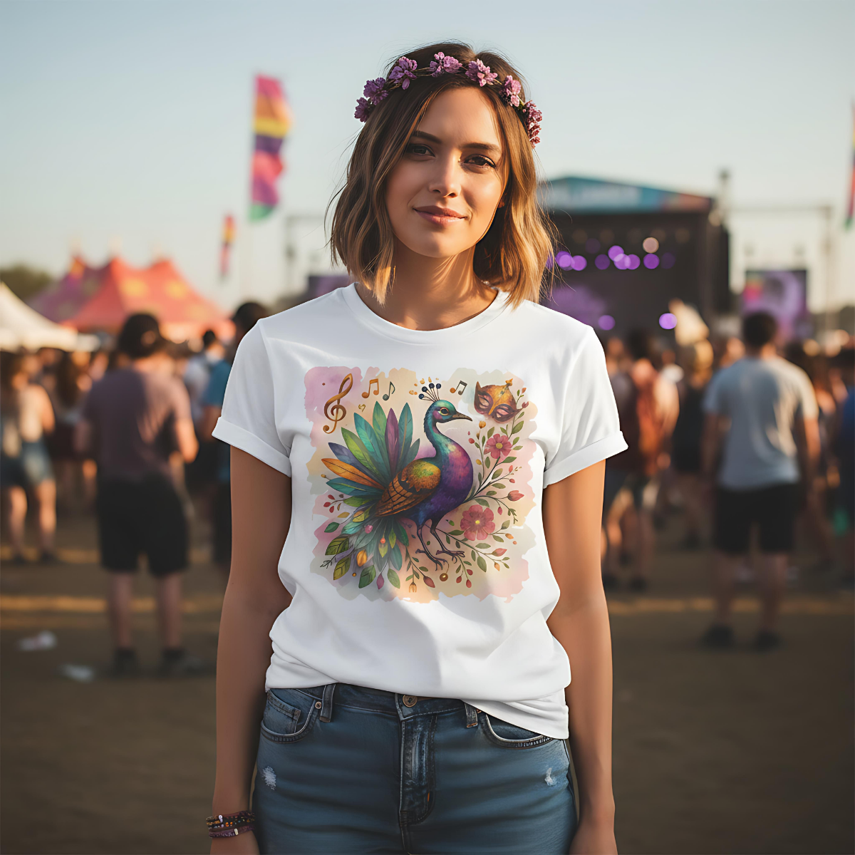 Mardi Gras tshirt, Peacock shirt,  carnival outfit, festival apparel, women's Mardi Gras, vibrant festival top