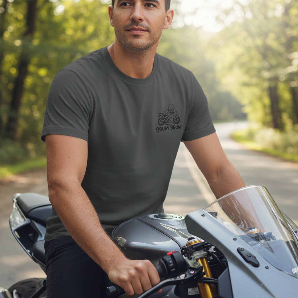 Brum Brum Cotton biker shirt, streetwear tee, biker apparel, motorcycle gift.