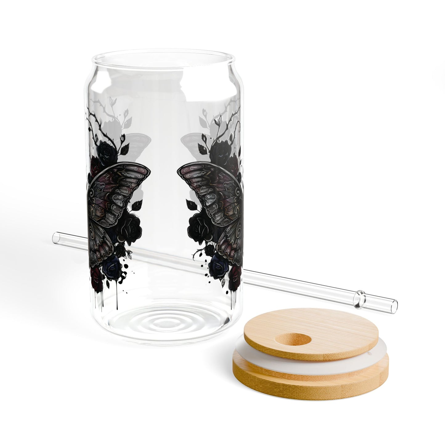 Death Moth Gothic Apparel  |  Sipper Glass, 16oz | Dark Aesthetic  | Gothic Gift for Her | Witchy Glam Dark Feminine