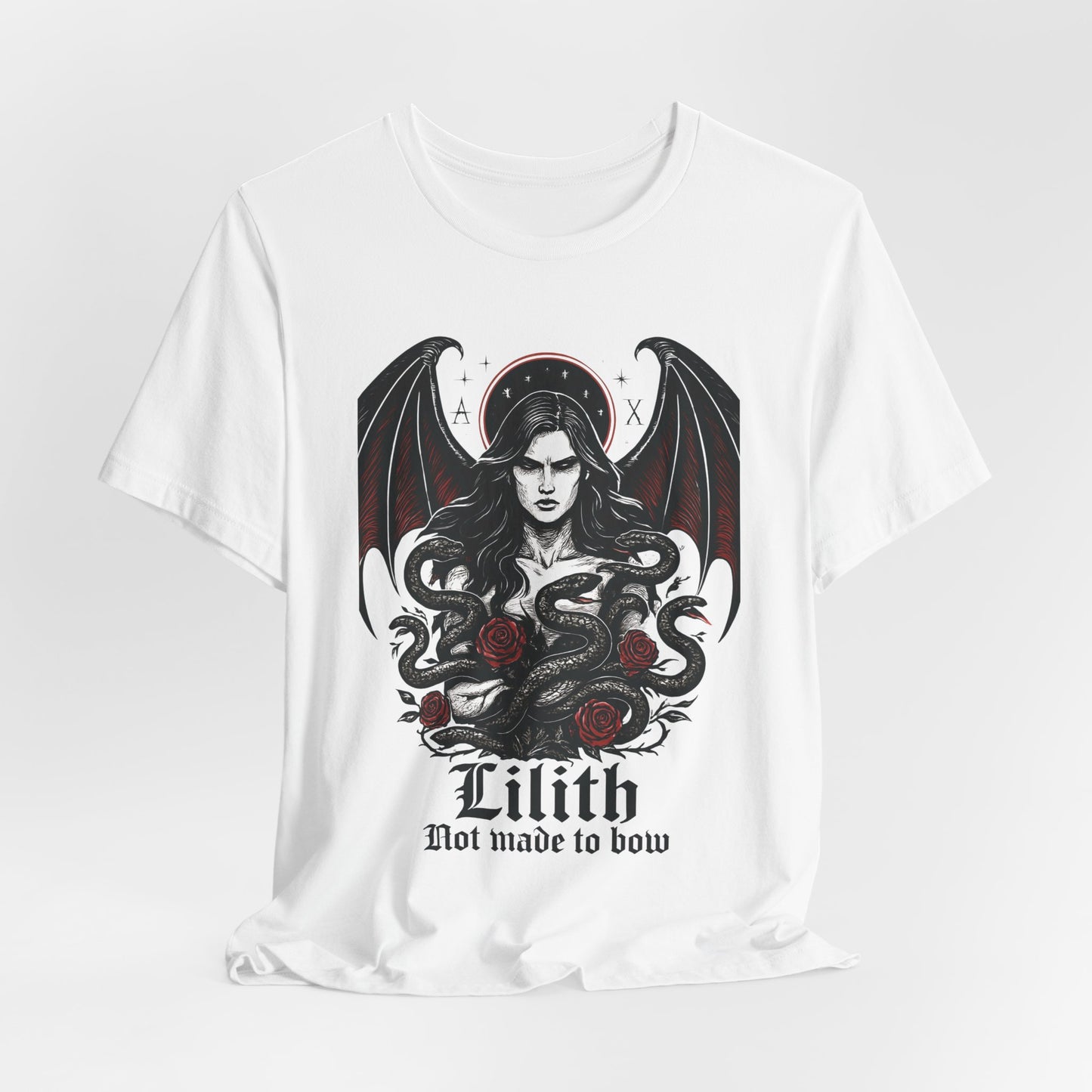 Goddess Lilith Graphic T-shirt, Whether you're drawn to witchy things or simply love the Lilith goddess, this piece adds a touch of mystery and power to your wardrobe.