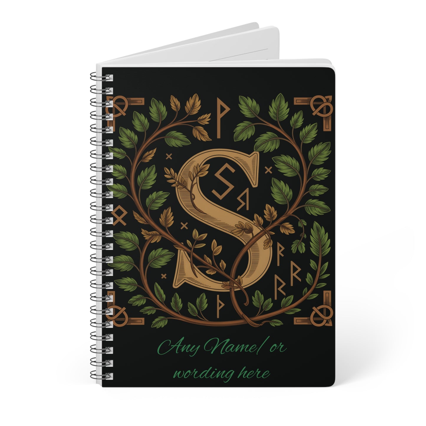 Personalized Norse Witchy Monogram A5 Notebook, Custom Journal.