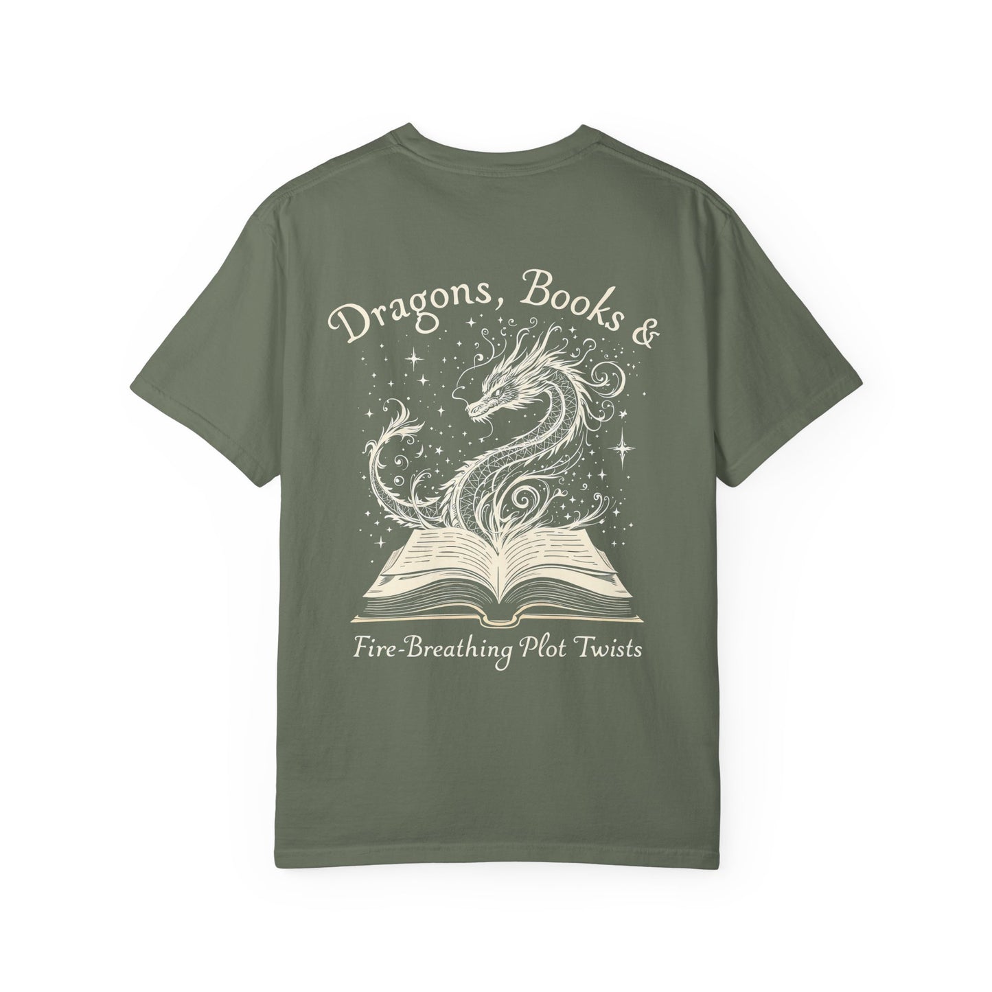 Book Lover Tee, Comfort Colors Dragon Shirt, Fantasy Reader, Bibliophile Gift.