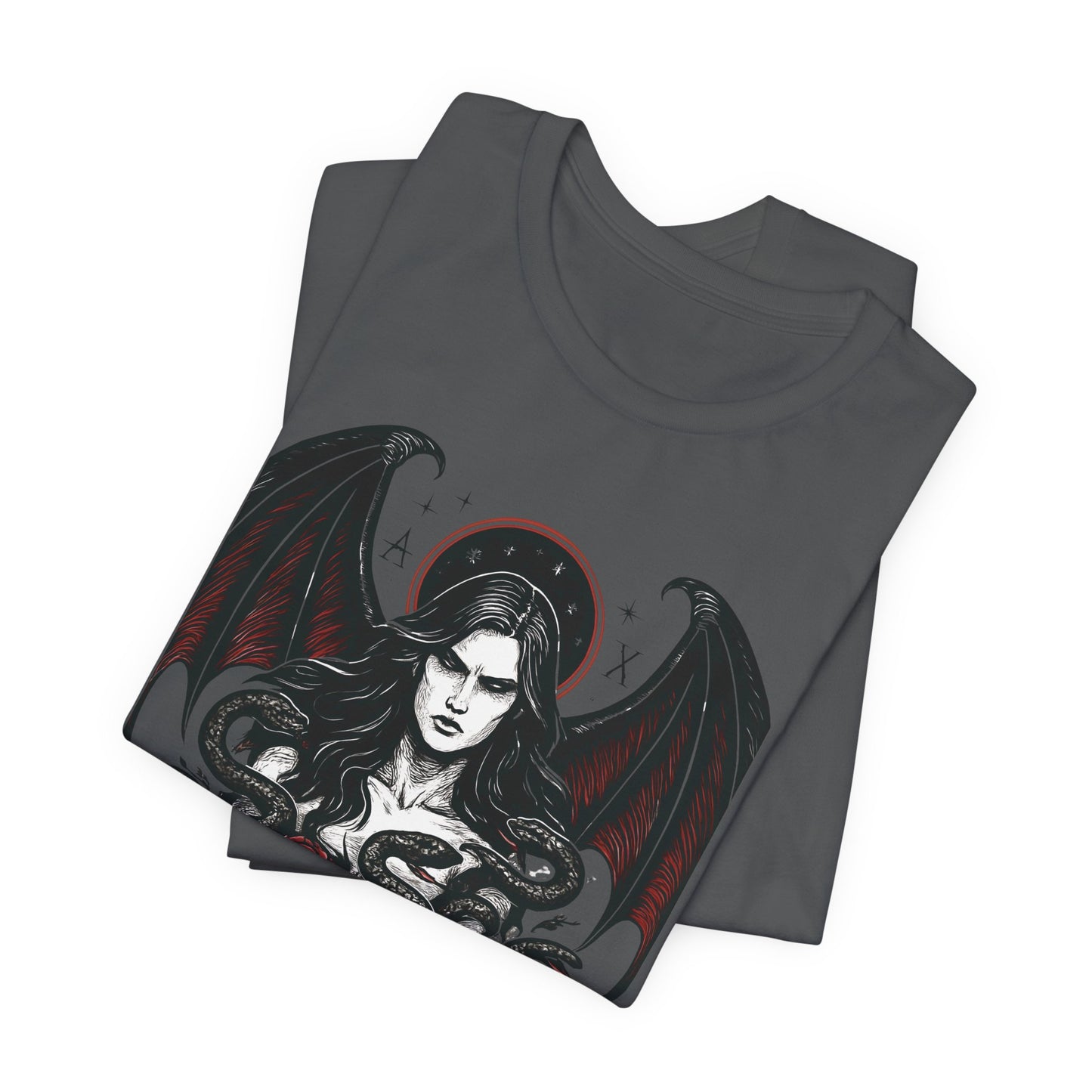 Goddess Lilith Graphic T-shirt, Whether you're drawn to witchy things or simply love the Lilith goddess, this piece adds a touch of mystery and power to your wardrobe.