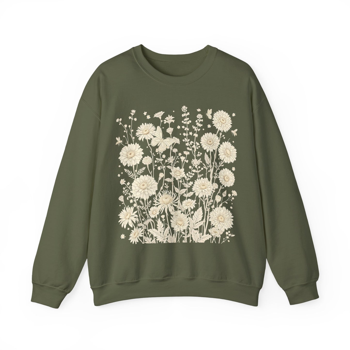 Floral Sweatshirt | Boho Wildflower Long Sleeve |  Wild Flowers Sweatshirt