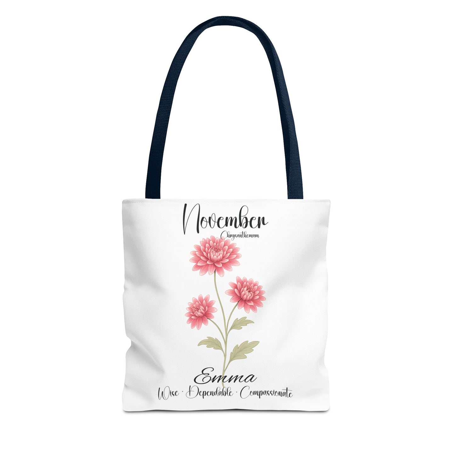 Personlized Birth Month Flower Tote Bag, Botanical Aesthetic Canvas Tote Bag, Bestfriend Gift