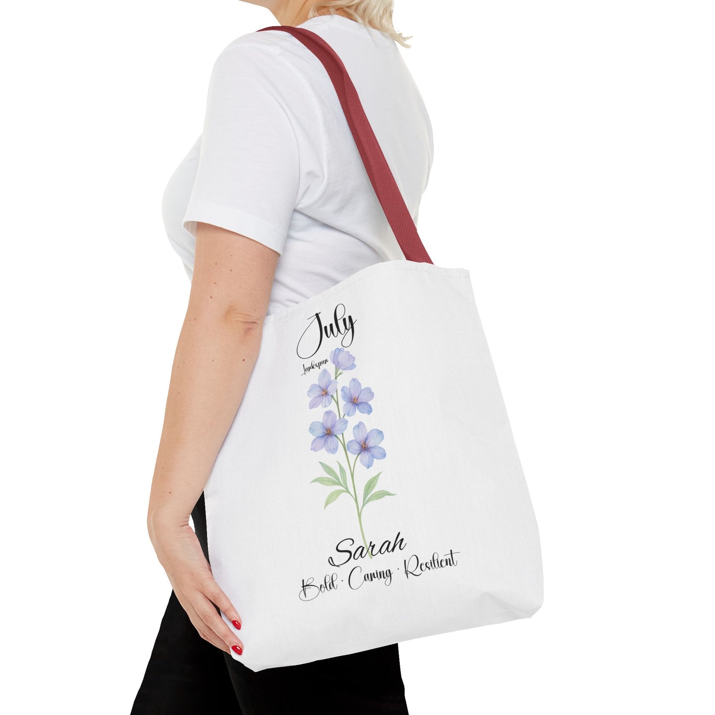 Personalized birth month flower tote bag for her, milestone birthdays, bestfriend gift.