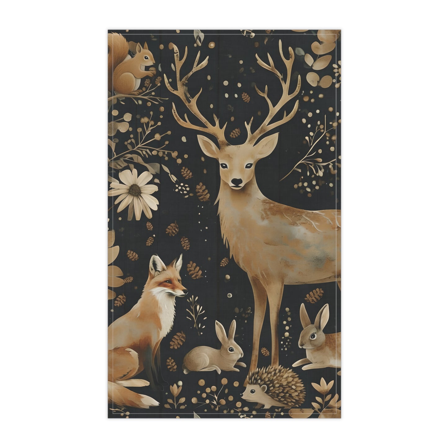 Rustic Tea Towels for Home Decor ,Woodland Animal Kitchen Linens, Cottage Core Style, House Warming Gift, Farmhouse Charm