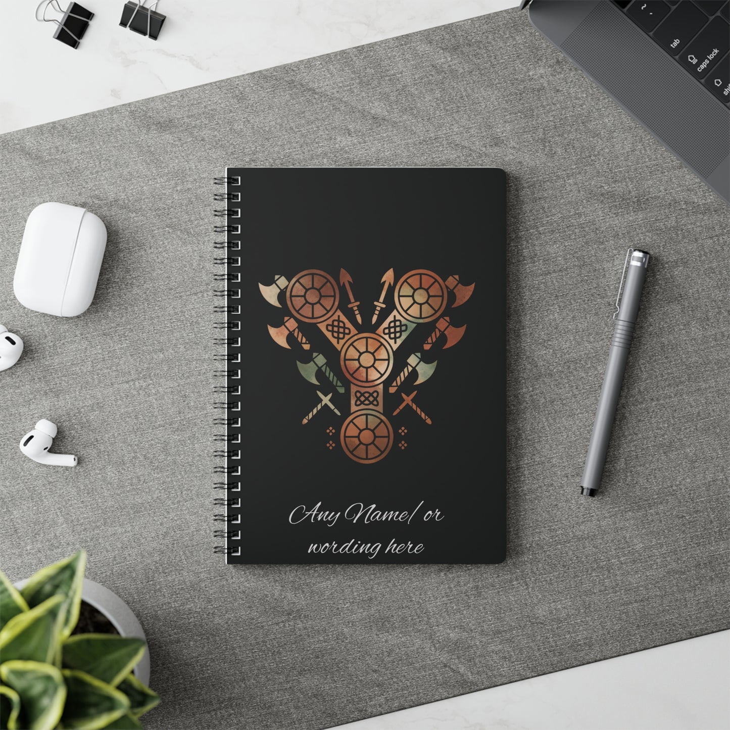 Personalized Norse Witchy Monogram A5 Notebook, Custom Journal, Monogram  Letter "Y" Notebook.