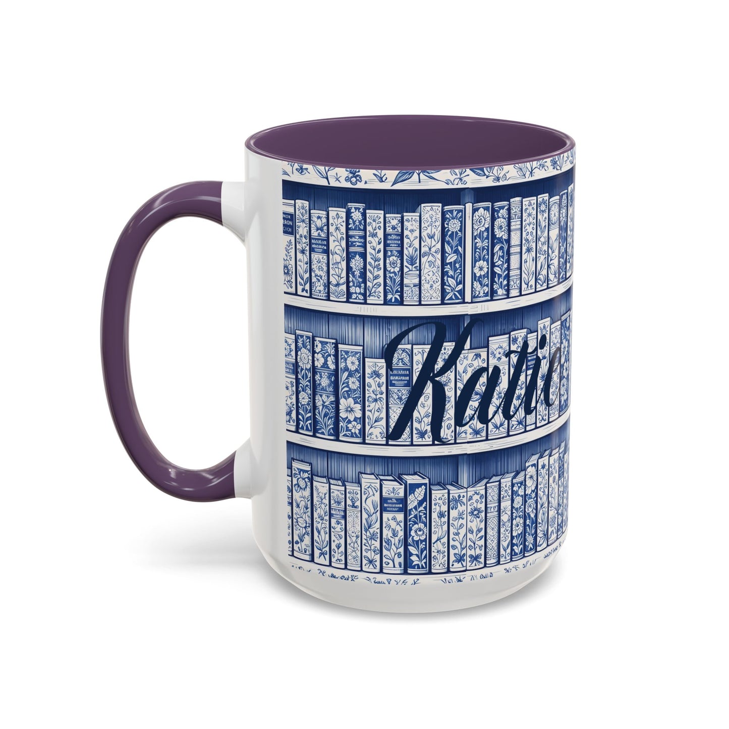 Personalized floral coffee cup, cozy reading bookish gift, book lover birthday gift.