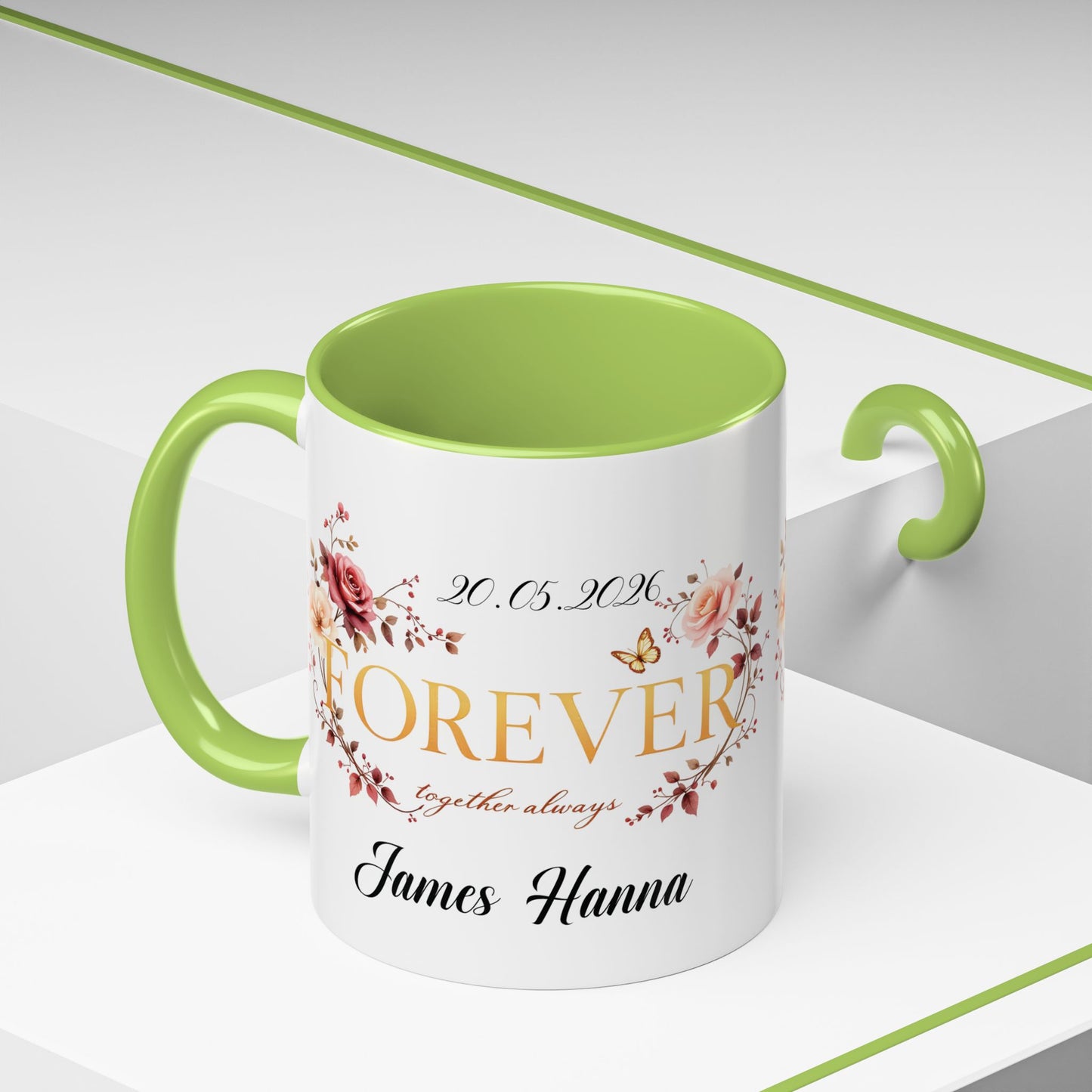 Custom wedding mug, valentines day gift, anniversary mug, bridal shower mug.