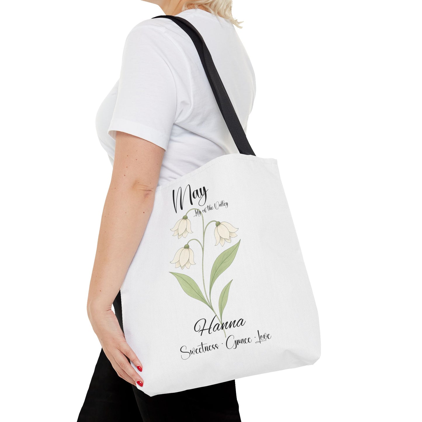 Personlised birth month flower bag for her, milestone birthdays, bestfriend gift.