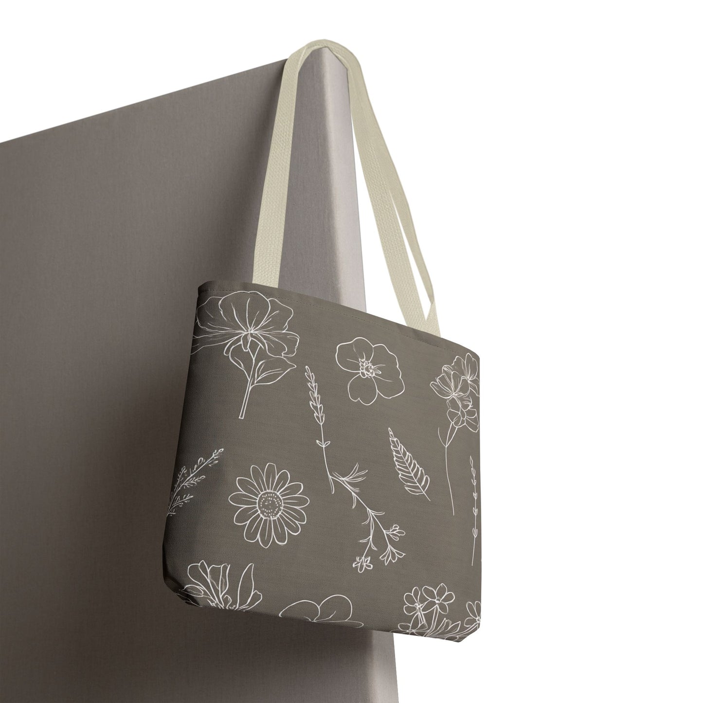 Floral Tote Bag, hand drawn vintage flowers