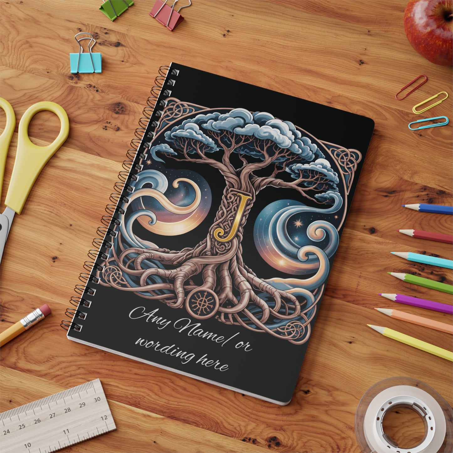 Personalized Norse Witchy Monogram A5 Notebook, Custom Journal,Monogram Notebook, Grimoire Journal, Book Of Shadows, Viking Grimoire Journal