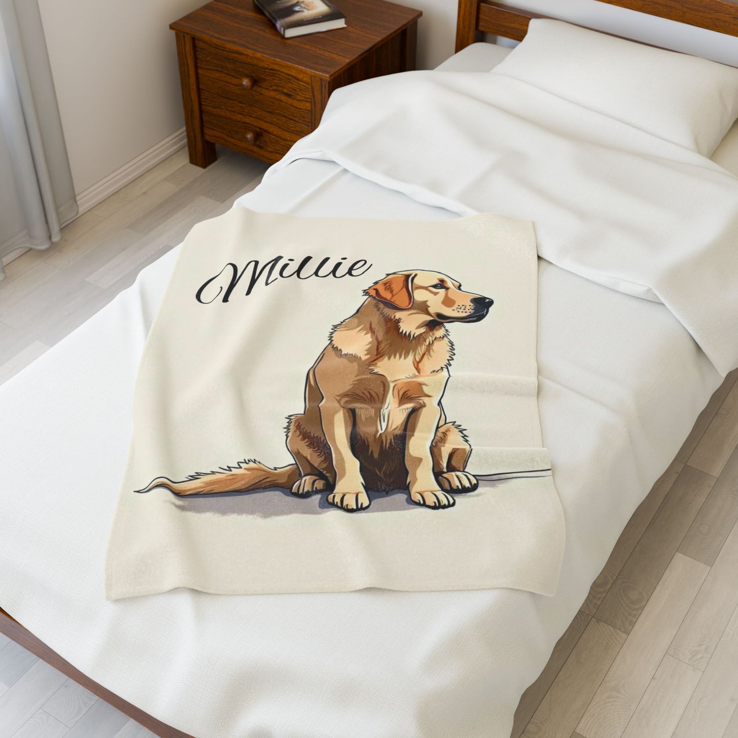 Personalized Dog Blanket | Pet Name Fleece Blanket | Golden Retriever Gift