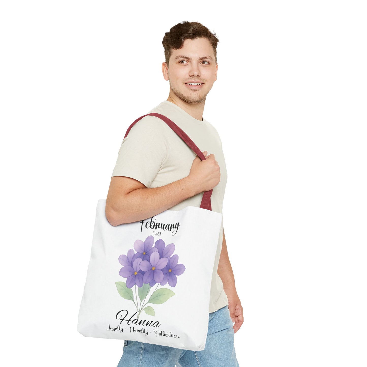 Personalized  floral gift tote bag for her, birth month flower, milestone birthdays, bestfriend gift.
