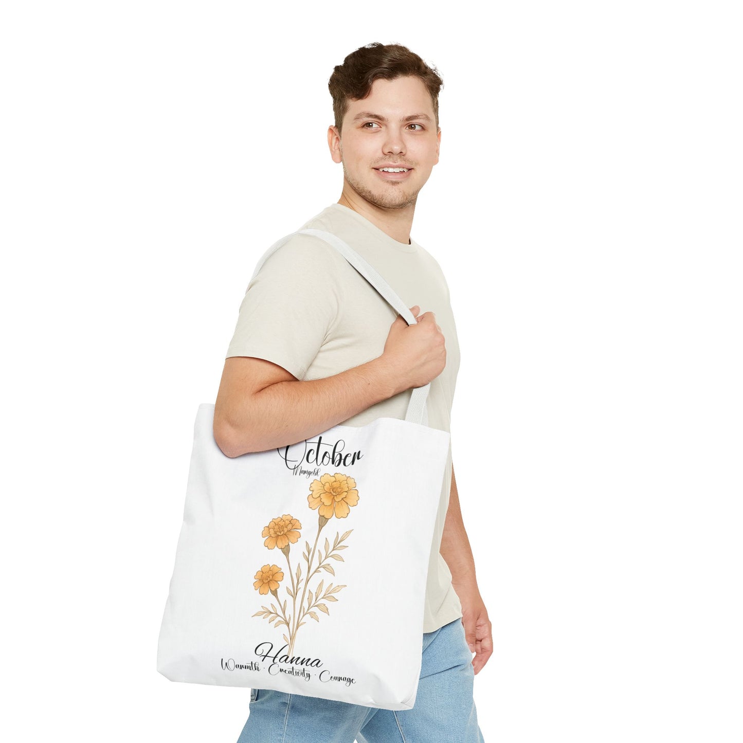 Personalized floral gift tote bag for her, birth month flower, milestone birthdays, bestfriend gift.