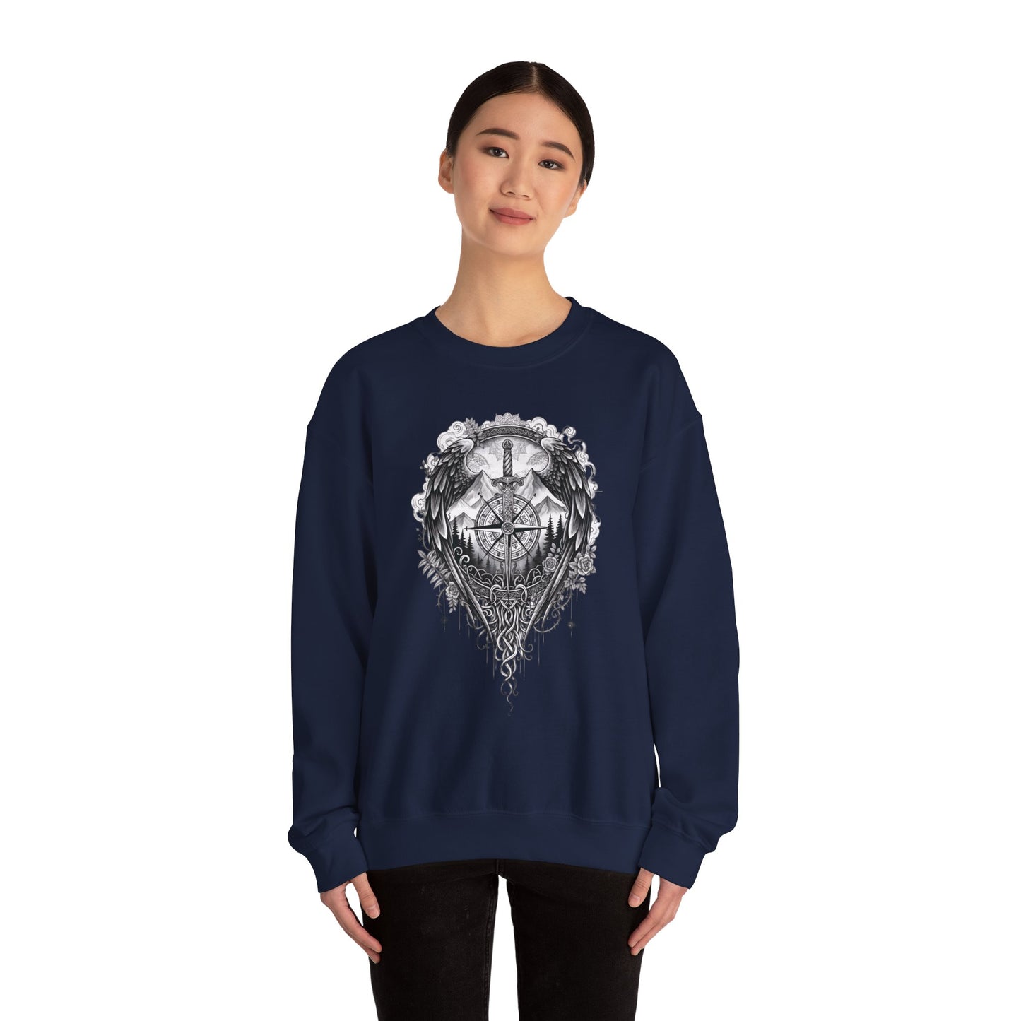 Viking Compass Sweatshirt | Vegvisir Nordic Sweater | Norse Pagan Clothing