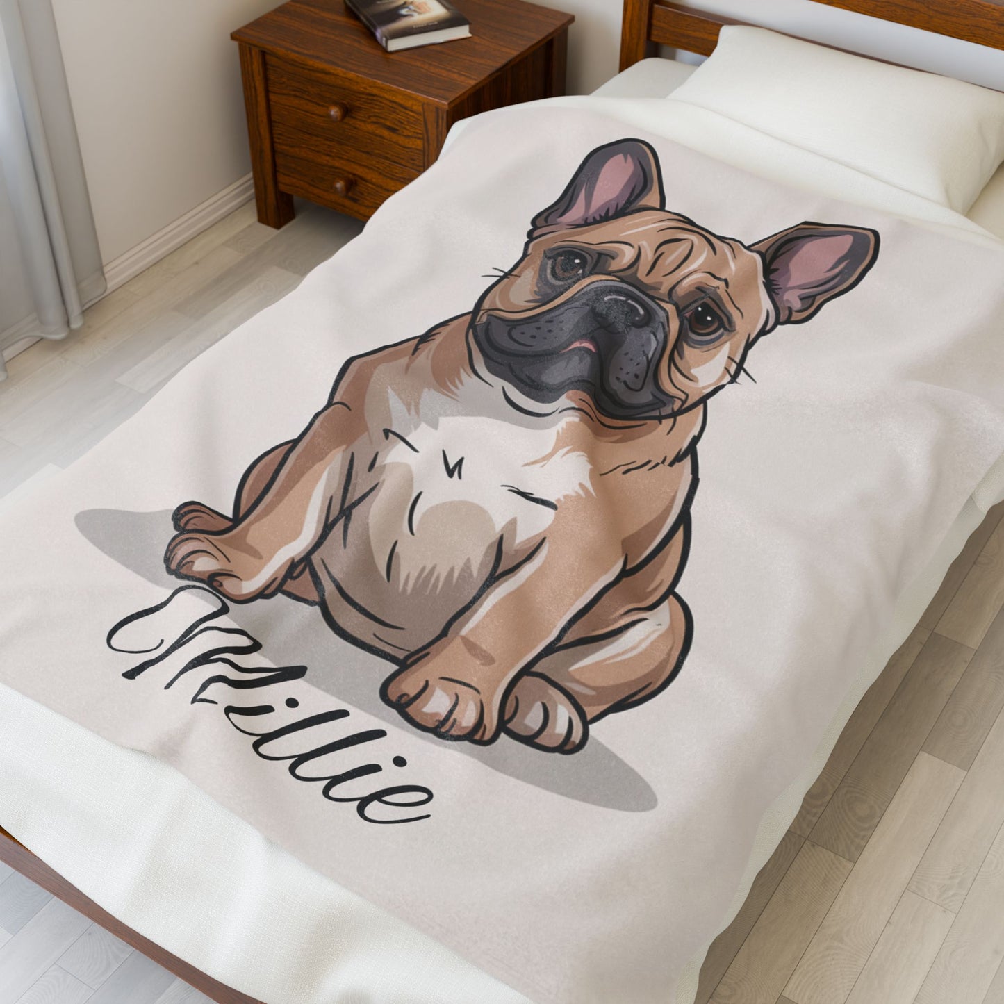 Personalized Dog Blanket | Custom Pet Name Fleece Blanket | frenchie Gift