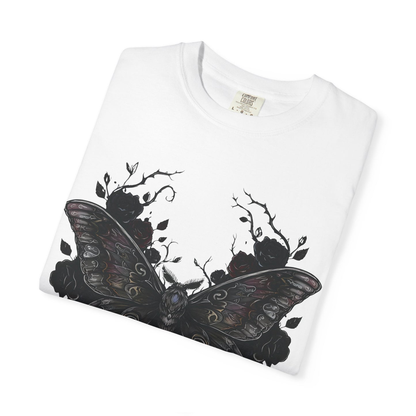 Death Moth Gothic Apparel | Dark Aesthetic Comfort Colours Tee | Alternative Goth T-Shirt