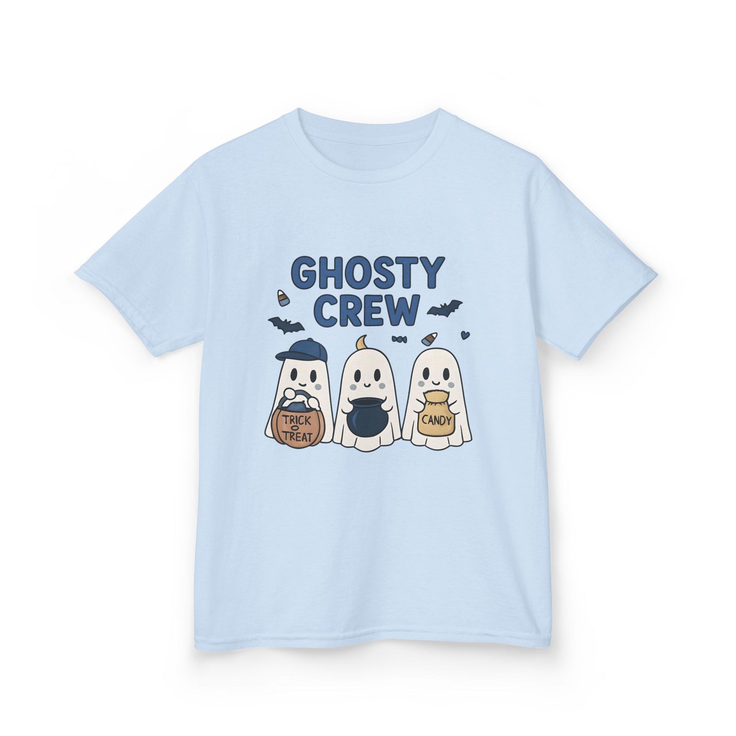 Ghosty Crew TrickorTreat Tee,Be part of the Ghosty crew. Step into the enchanting world of Halloween with the Ghosty Crew Trick or Treat Tee.crew.