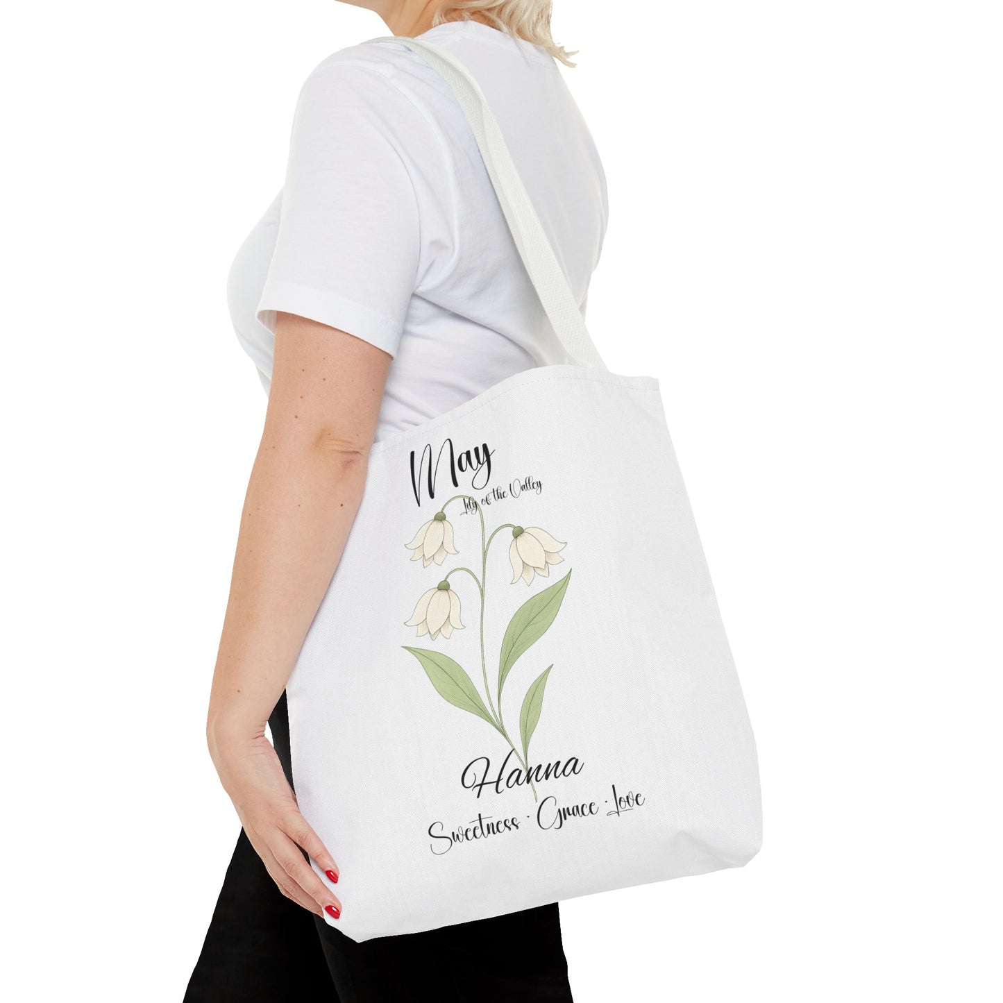 Personlised birth month flower bag for her, milestone birthdays, bestfriend gift.