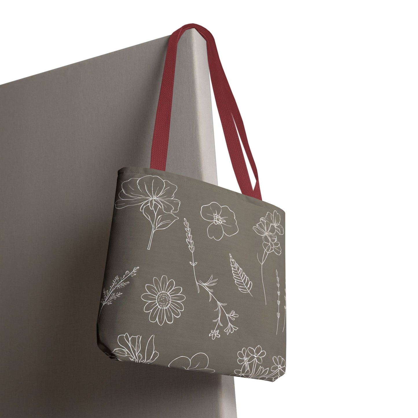Floral Tote Bag, hand drawn vintage flowers