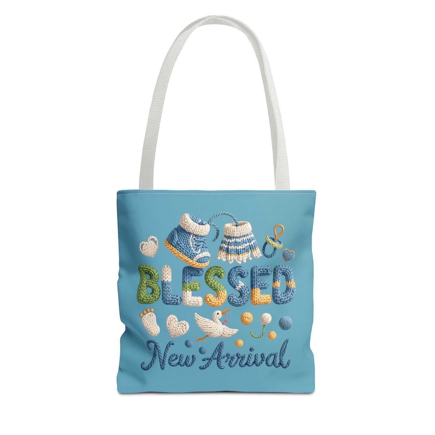 Baby shower tote, diaper bag, Polyester, knit style lettering design